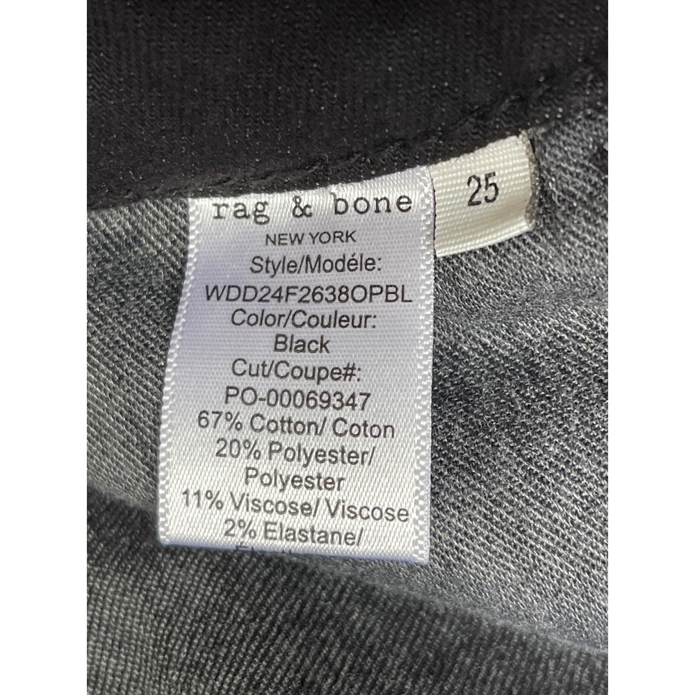 Rag and Bone High Rise Skinny Jeans Black Stretch Denim Size 25‎ - Picture 10 of 13